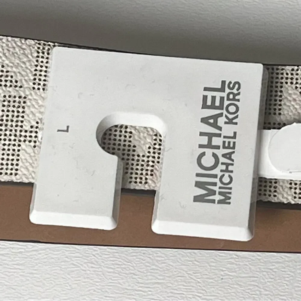 Michael Kors Women's Gray and White Logo Belt Sz L